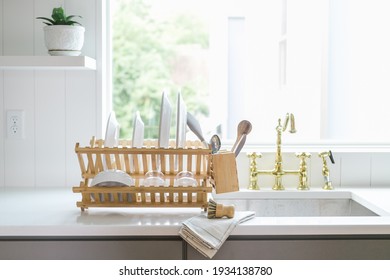 Eco Friendly Bamboo Drying Rack in Modern Kitchen