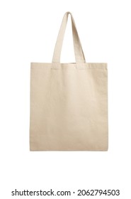 Eco Friendly Beige Colour Fashion Canvas Tote Bag Isolated On White Background.