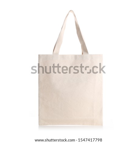 Eco Friendly Beige Colour Fashion Canvas Tote Bag Isolated on White Background. Reusable Bag for Groceries and Shopping. Design Template for Mock-up. Front View Foto stock © 