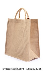 Eco friendly canvas shopping bag on white background