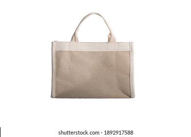 Eco Friendly Canvas Shopping Bag On White Background,brown Cotton Eco Bag  Isolated,