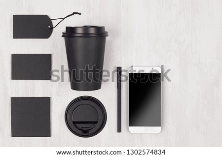 Similar – Business objects, cup of coffee, pen, phone and glasses.