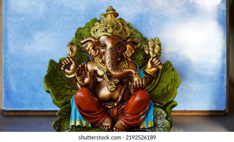 Eco friendly Ganesh or Ganpati idol or murti, home made. selective focus. Ganesha chaturthi festival 2022. - Shutterstock ID 2192526189