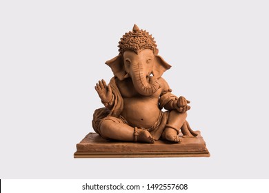 Eco Friendly Ganesh/Ganpati Idol Or Murti, Home Made. Selective Focus