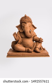 Eco Friendly Ganesh/Ganpati Idol Or Murti, Home Made. Selective Focus