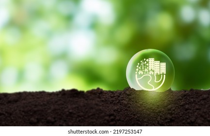 Eco Friendly, Green Company Culture Concept. Carbon Neutral And Net Zero Target. Sustainable Enviroment And Business. Social Responsibility. Build Eco And Green Community. World Environment Day. 