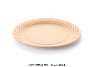 Eco - friendly plate isolated on white background. Disposable tableware