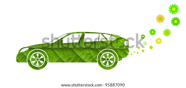 Eco green energy car with\
flowers