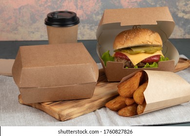 Eco Packaging - Craft Burgers For Delivery Service. Fast Food.