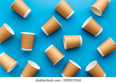 Eco Paper Coffee Cups Pattern. Top View