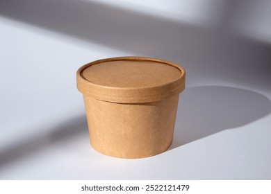 Eco paper tableware soup cup, food container, isolated on white background