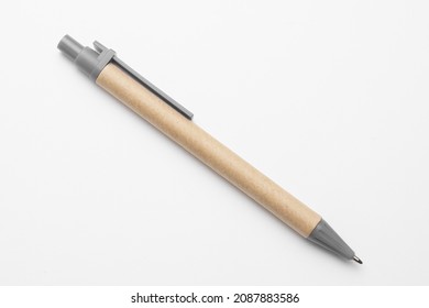 Eco pen made of paper isolated on white