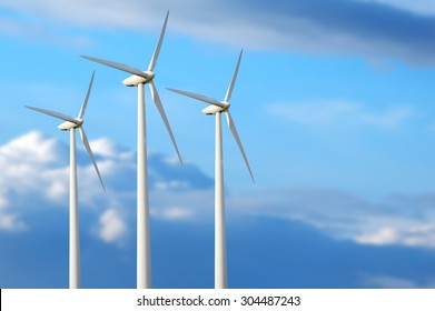 Eco power. Wind turbines generating electricity