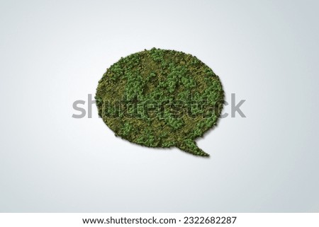 Eco quote icon with 3D green leaves in green and natural color tones. Ecological environment 3d quote icon.
