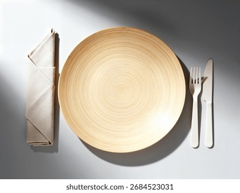 Eco-Friendly Dinner Setting with Dramatic Sunlight