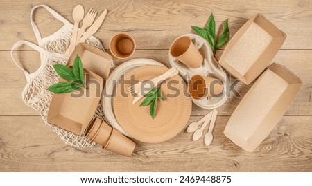 eco-friendly disposable tableware. using biodegradable materials. The concept of ecology and zero waste.