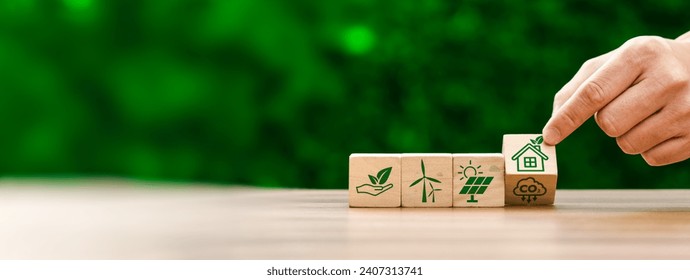 Eco-friendly houses prioritize sustainability. Utilize energy-efficient design, renewable energy sources, Green House, Concept the development of sustainable construction technologies and green living - Powered by Shutterstock