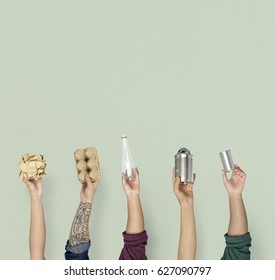 Ecology human hand holding stuff for recycle - Shutterstock ID 627090797