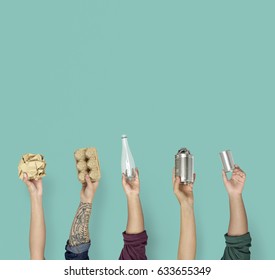 Ecology human hand holding stuff for recycle - Shutterstock ID 633655349