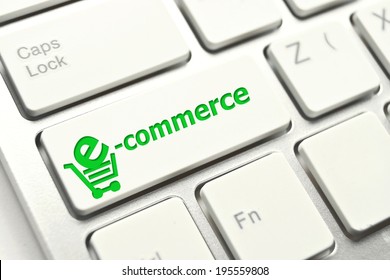 E-Commerce Button on Computer Keyboard. Internet Concept.
