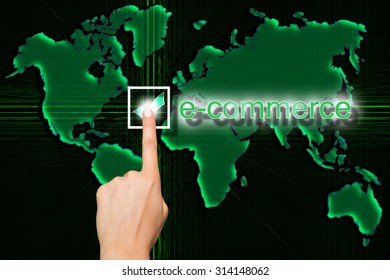 e-commerce concept with world map background