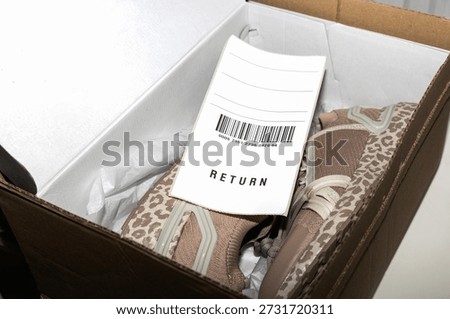 Ecommerce return label prepared for shipment