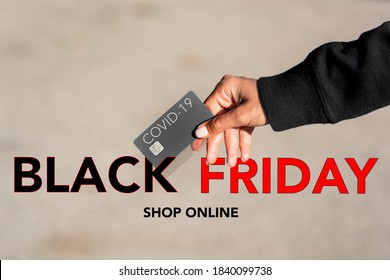 E-commerce Shopping Online On Black Friday. Stay Home, Shop Online, COVID 19. Make Orders Online From Home. 