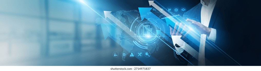 E-commerce strategist using tablet analyzing mobile transactions and revenue growth. App optimization, user engagement, mobile payment systems, conversion tracking, and shopping behavior.