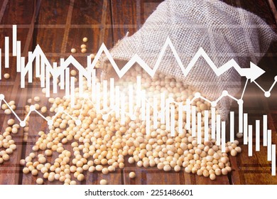 Economic Crisis in the price of soy. Financial collapse, drop in stock value. Graph falling. Economic crisis. Agricultural production decline. Selective Focus - Shutterstock ID 2251486601
