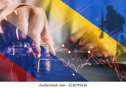 Economic crisis that will seriously affect Russia in 2022 due to the conflict with Ukraine. Bankruptcy and crisis concept. - Shutterstock ID 2130799610