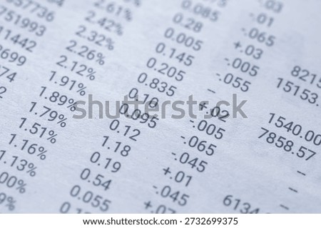 Economic Data Sheet Displaying Decimal Metrics and Percentage Shifts for Corporate Evaluation