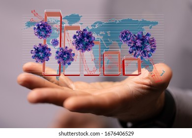 Economic Impact Of Virus On Global Economy. Recession And Financial Crisis Concept. 3D Rendered Illustration.
