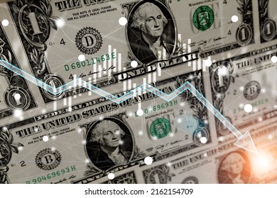 Economist forecast for the United States. dollar bill.  Effect of recession on US economy. - Shutterstock ID 2162154709