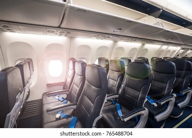 Economy class cabin in a Ñ?Ñ?Ð²Ñ?ÐºÑ? civil airplane.
