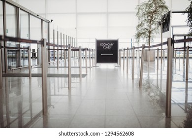 Economy Class Security Line In Airport 