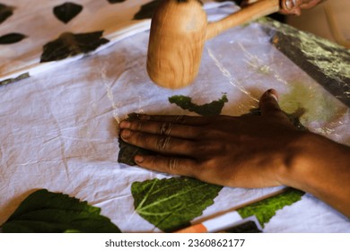 Ecoprint process on fabric using cotton. - Powered by Shutterstock - Get 15% off with code: PIKWIZARD15