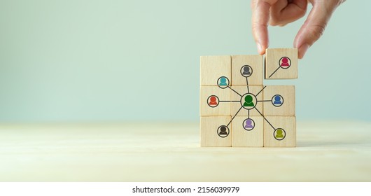 Ecosystem business and partnerships concept. Business collaboration strategies.  The value of network and solution of creating new opportunities.  Ecosystem partnerships symbol on wooden cubes.