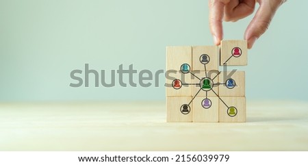 Ecosystem business and partnerships concept. Business collaboration strategies.  The value of network and solution of creating new opportunities.  Ecosystem partnerships symbol on wooden cubes.