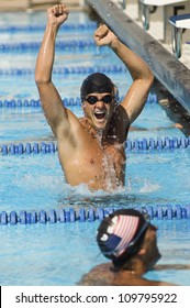 Ecstatic Male Participant Cheering Up