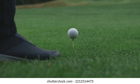 ECU Close Up Golf Ball Standing On The Turf