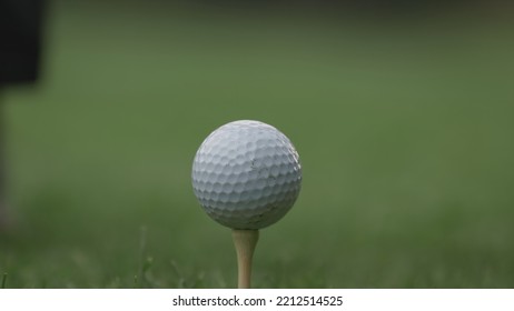 ECU Close Up Golf Ball Standing On The Turf