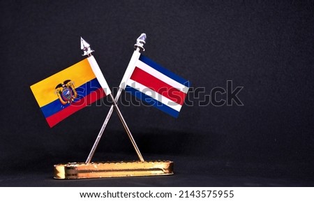 Ecuador and Costa Rica table flag with black Background