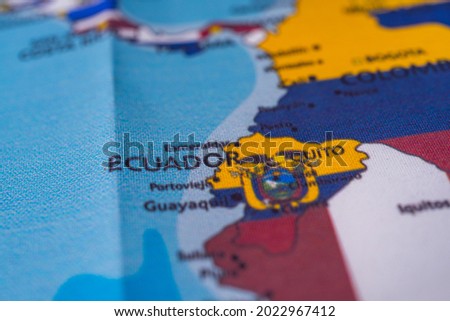 Ecuador flag on the map