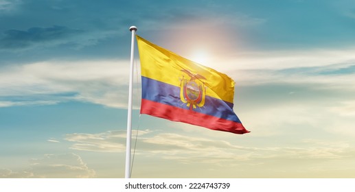 Ecuador national flag waving in beautiful clouds. - Powered by Shutterstock