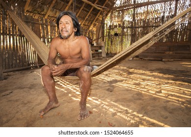 Ecuador, Yasuni National Park - February 6, 2017: In The Deep Of Amazonian Jungle Live Huaorani Indians. They Are Still Living By The Old Traditions And Habits.