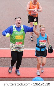 Ed Balls Finishes The 2013 London Marathon On The Mall, London. 22/04/2013 Picture By: Steve Vas