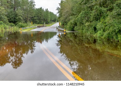 Ed Lee Road Under Water After Heavy Rains In Bay County Florida