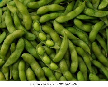 Edamame, Fresh Green Soybeans In Pod, Background