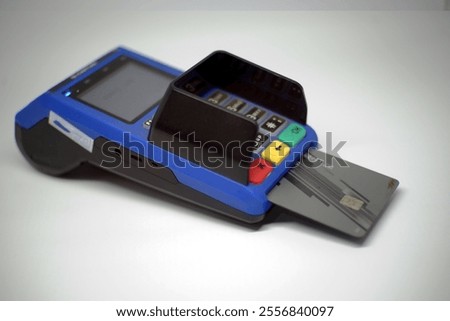 EDC machine Debit card isolated on white background