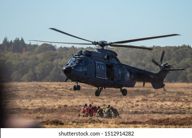 EDE, NETHERLANDS - SEPTEMBER 19TH, 2019: Dutch Defence Helicopter Command Show At Airborne Ede, AS-532U2 Cougar Helicopter.